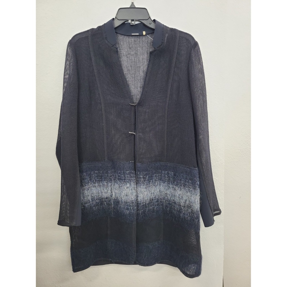 Elie Tahari  Long Mesh Cardigan, Navy, Medium